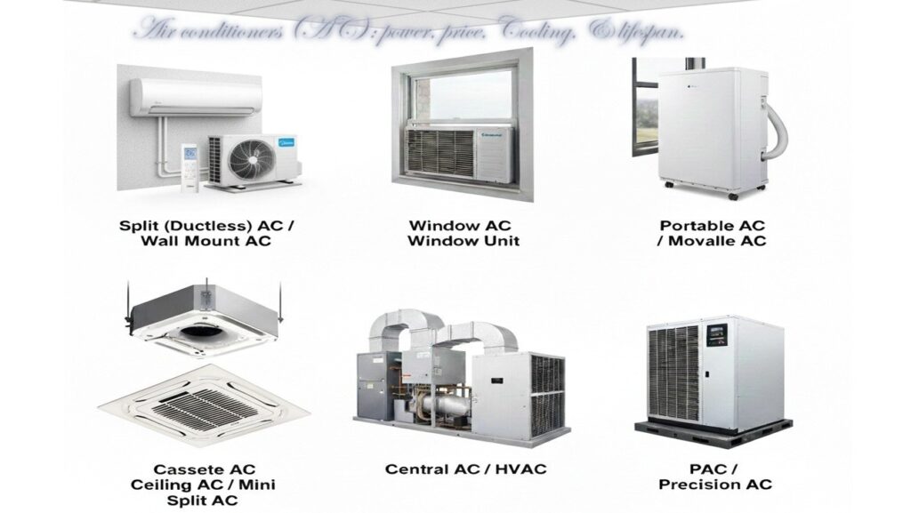 Air conditioner(AC) types, specs, and comparisons
