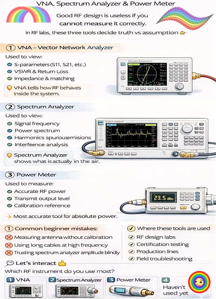 RF Measurement Tools VNA Spectrum Analyzer Power Meters