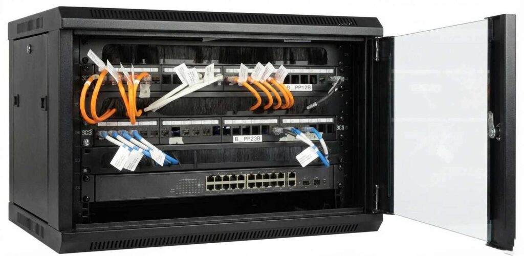 How to Install and Connect a Small Business Network Set Up 5 19 U network rack dressing and labling