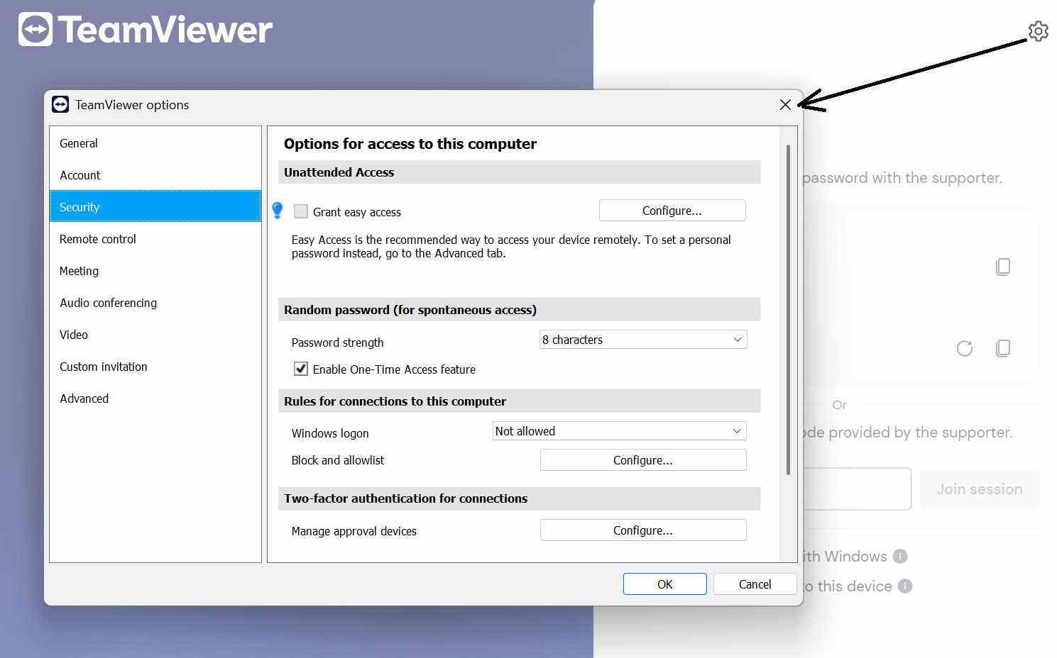 Team Viewer Remote secure Connection Setting