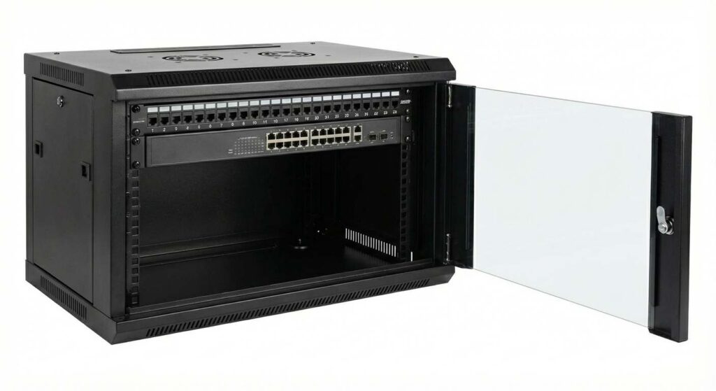 How to Install and Connect a Small Business Network Set Up 3 patch pannel and switch in rack picture 3