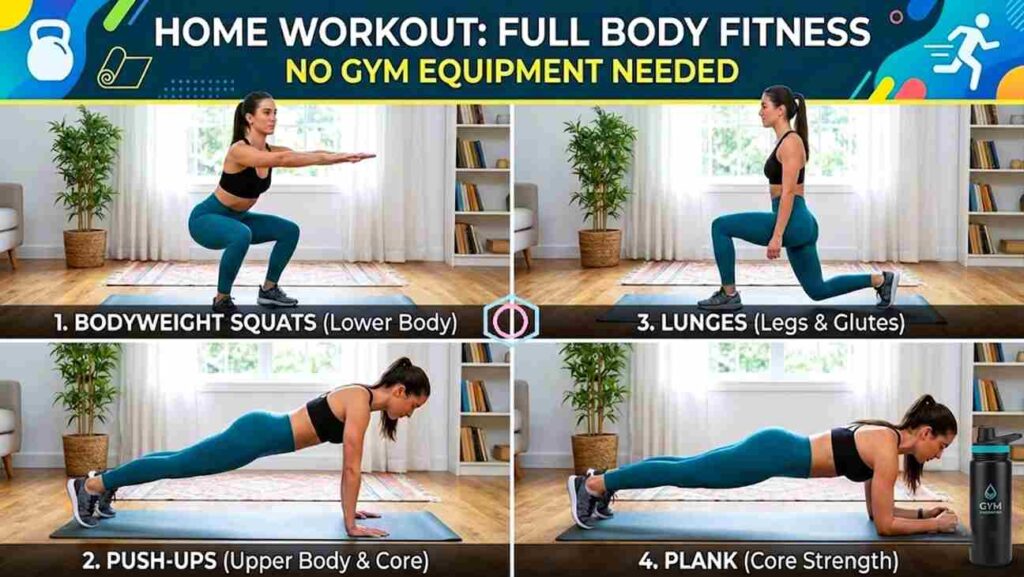 Home Workout for Body Fitness: No gym Equipment Needed