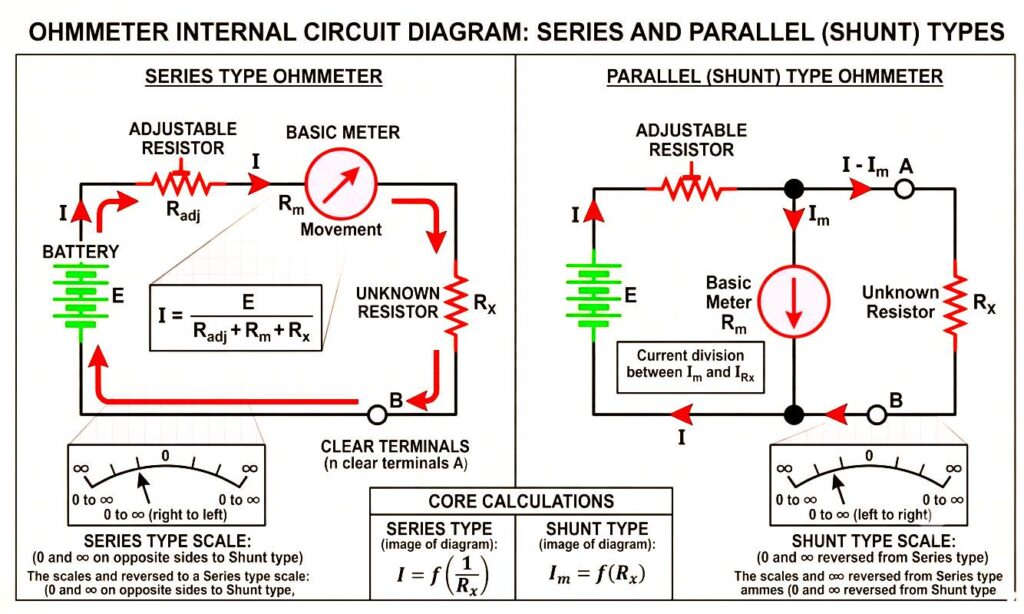 ohms meter circuit diagram and connection 