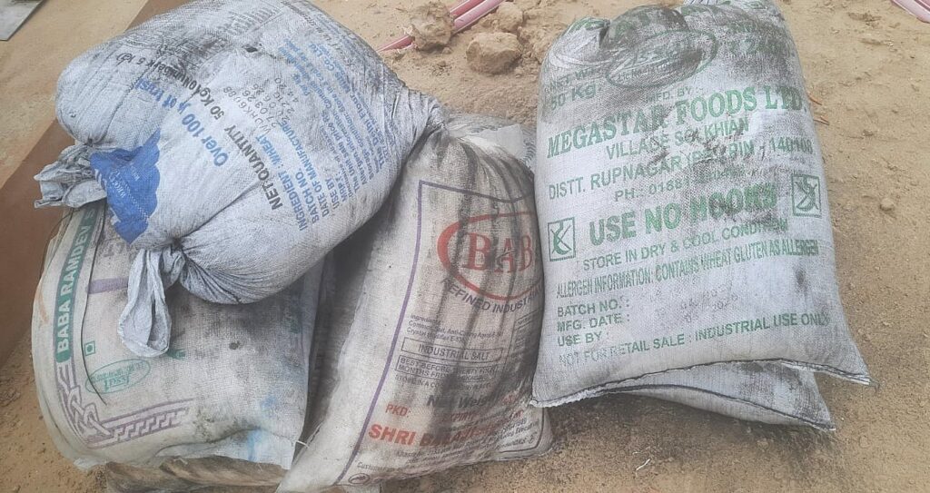 earthing resistance material in bags  of charcoals and salts 