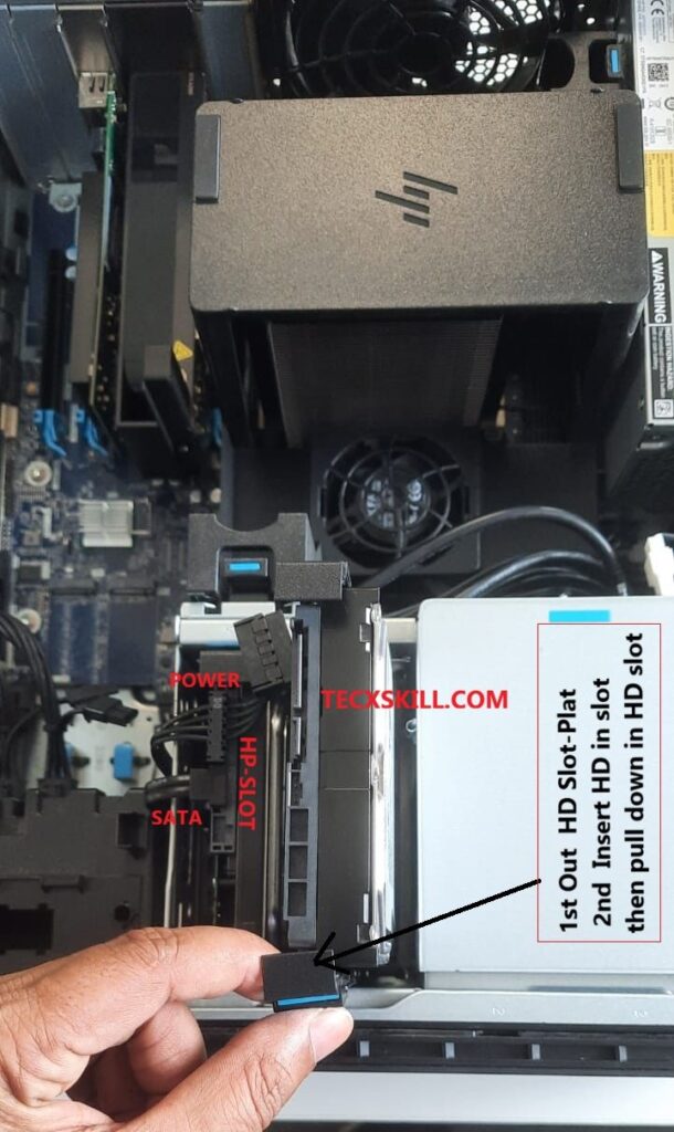 How to Install a Hard Disk in a Workstation with Visual 8 Connect the SATA Data Cable and power cables