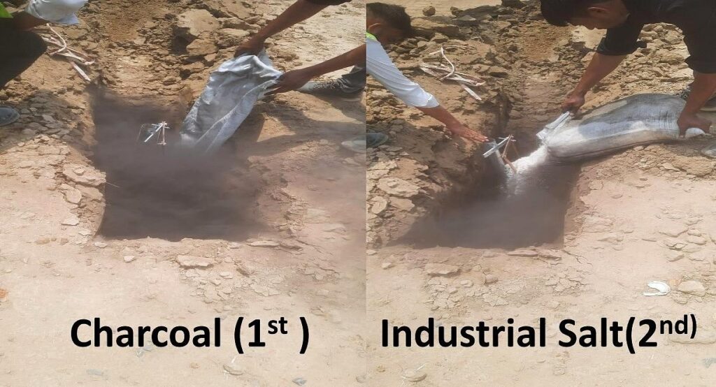 earthing chemical used in resistance   good value as salt and charcoals 