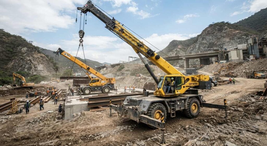 Crane: Types, Specifications, Price, Rental, and Fuel 2 Rough-Terrain Cranes: single-cab units featuring giant rubber tires Wheel
